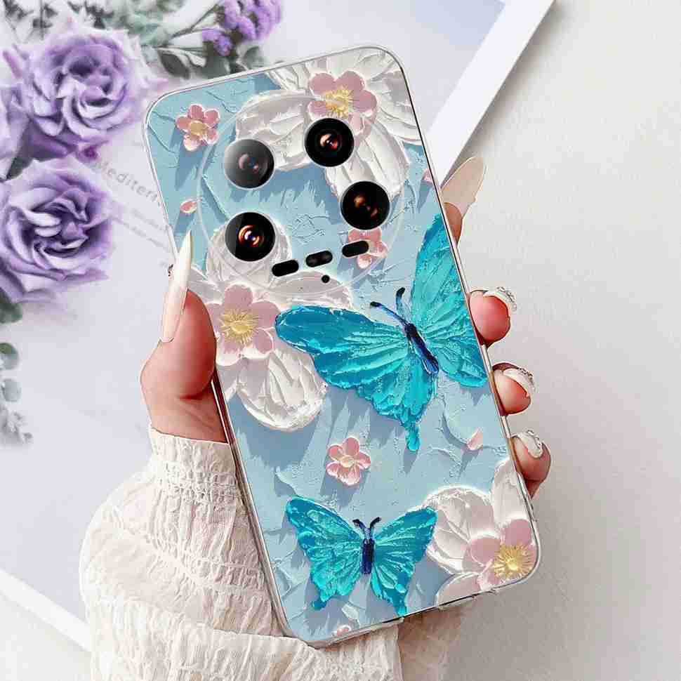 Case For Xiaomi 14 Ultra Butterfly Silicone Soft Phone Cover For Xiaomi Mi 14 Mi14 Ultra Shockproof Back Fundas Xiaomi 14Ultra