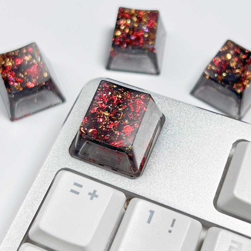 DIY Resin Personalized Metal Gold Foil Key Cap Transparent Diy Cross Axis Mechanical Keyboard Key Cap Keyboard Accessories