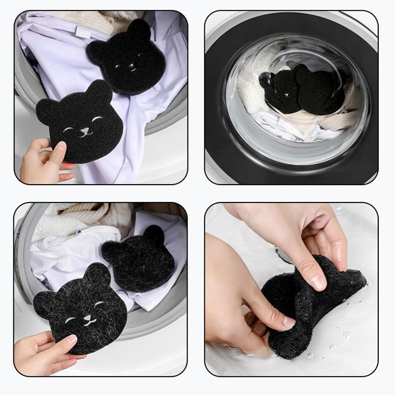 2Pcs Pet Hair Remover Bear Shape Laundry Ball Washing Machine Lint Catcher Reusable Clothes Sofa Cat Dog Hair Cleaning Sponge