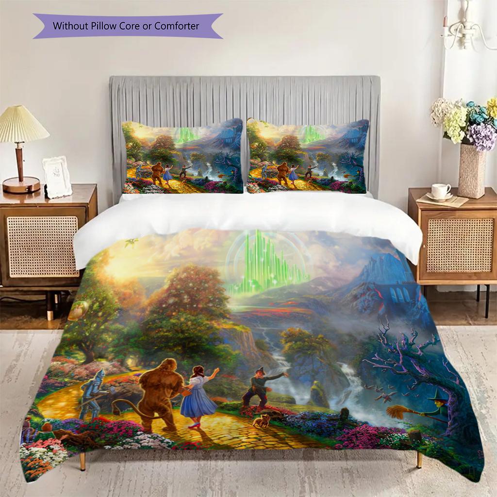 Fantasy Journey Emerald City Bedding (1 * duvet cover + 2 * pillowcase, without core) 2D Flat Duvet cover and pillowcase Soft and comfortable