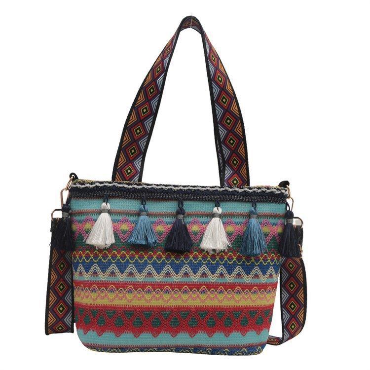 

Модная и ретро сумка через плечо, летняя женская сумка на одно плечо с бахромой, вместительная сумка-тоут синий