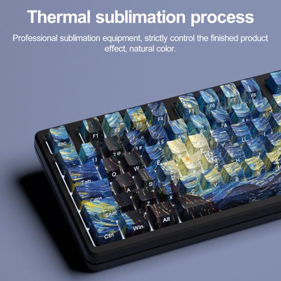 1 Set Starry Moon Colored Keyboard Key Caps Set 108 Keys Waterproof PBT Keyboard Caps Replacement No Fingerprints Computer