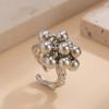 Vintage Metal Beads Ball Open Rings For Women Exaggerated Gold Color Irregular Adjustable Personality Finger Rings Jewelry Gifts