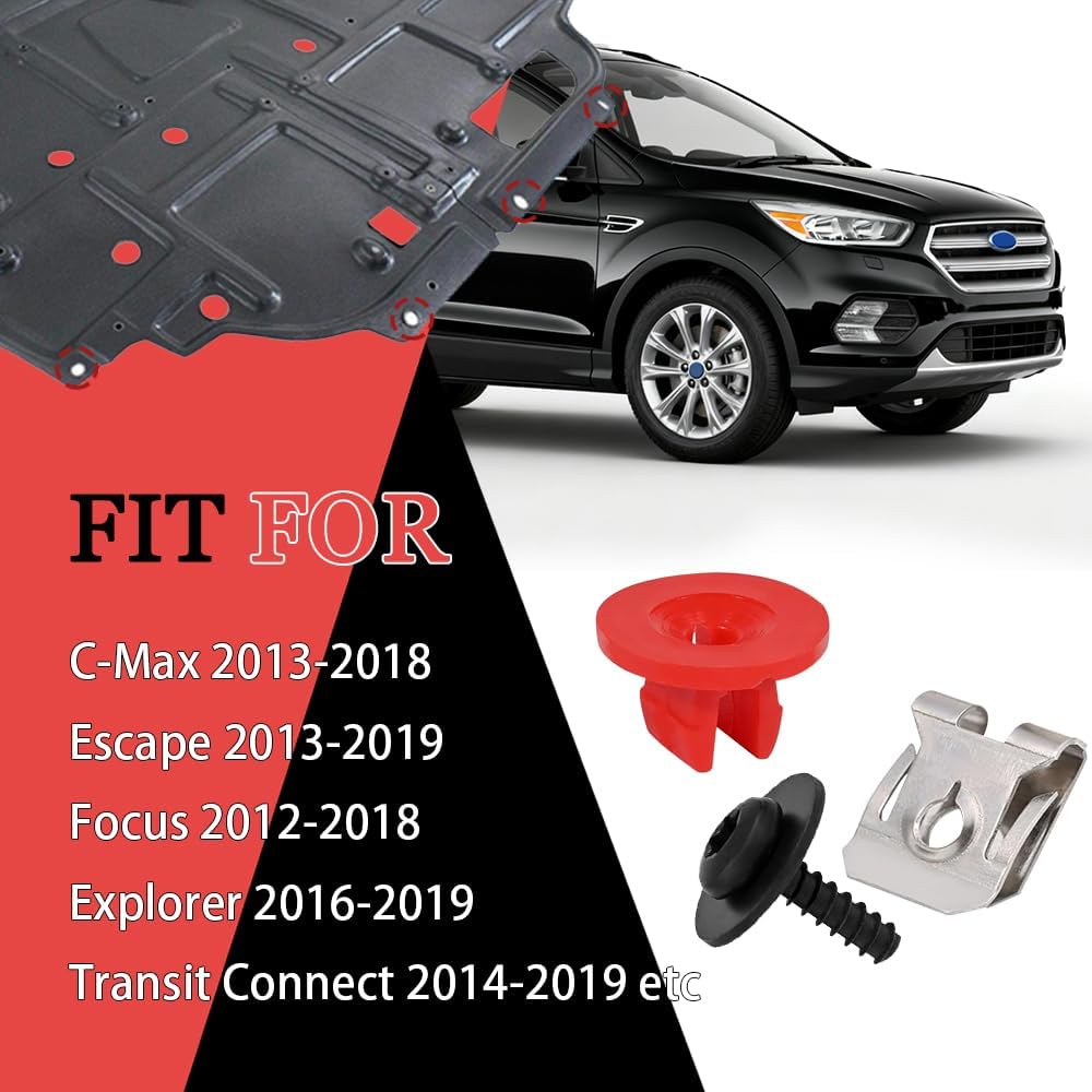 10 Sets T30 Engine Splash Shield Guard Undertray Cover Screws Bolt Nut Clip Kit, Screws Bolt Nut Clip Kit Fit For Ford Focus Fusion Escape Explorer