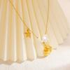 18K Gold Platinierte Schmetterling & Herz Kreuz Edelstahl Halskette für Damen