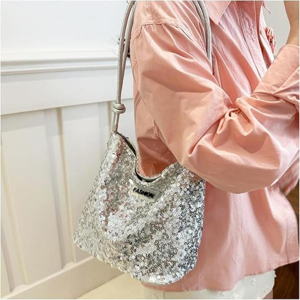 Sequin Handbag, Tote Bag for Women, Adjustable Shoulder Strap, Crossbody Bag for Wedding, Prom, Parties, Travel