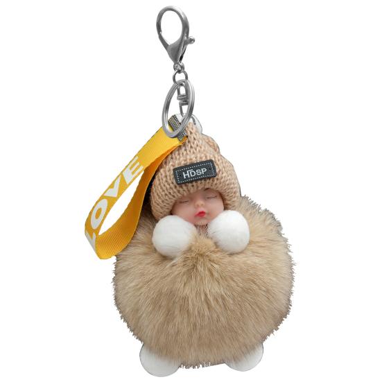 Brelocuri de Păpușă Pufoase Bebeluș Adormit Pălărie Tricotată Multicoloră Purtată Breloc pentru Bebeluș pentru Femei