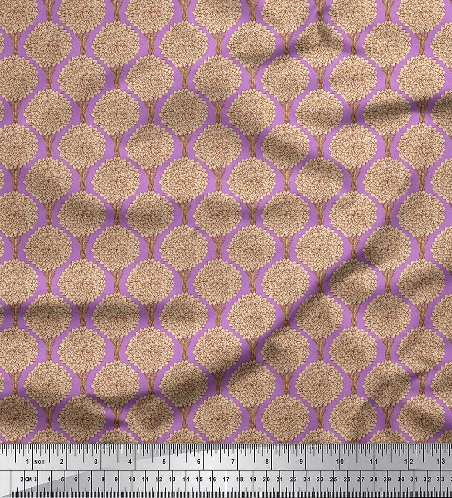 Soimoi Japan Crepe Satin Fabric Floral & Tree Print Fabric by the metre 42 Inch