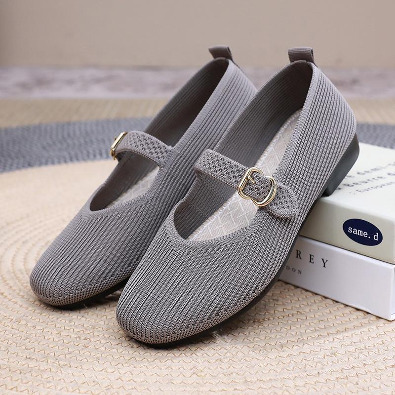 

Обувь женская весенне-осенняя повседневная женская обувь на плоской подошве, с одним ремешком, с мелким вырезом, туфли для мамы, на мягкой подошве, нескользящие, не вызывающие усталость, женская обувь 35 серый