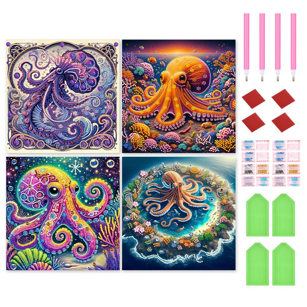 4pcs Partial Drill Special Shape Diamond Painting Kits 30x30cm Crystal Rhinestone Paintings for Home Wall Decor