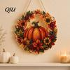Fine Workmanship Decor Fall Pumpkin Sunflower Wreath Hanging Decor, Acrylic Hand Painted Festive Party Decoration Window Ornament,