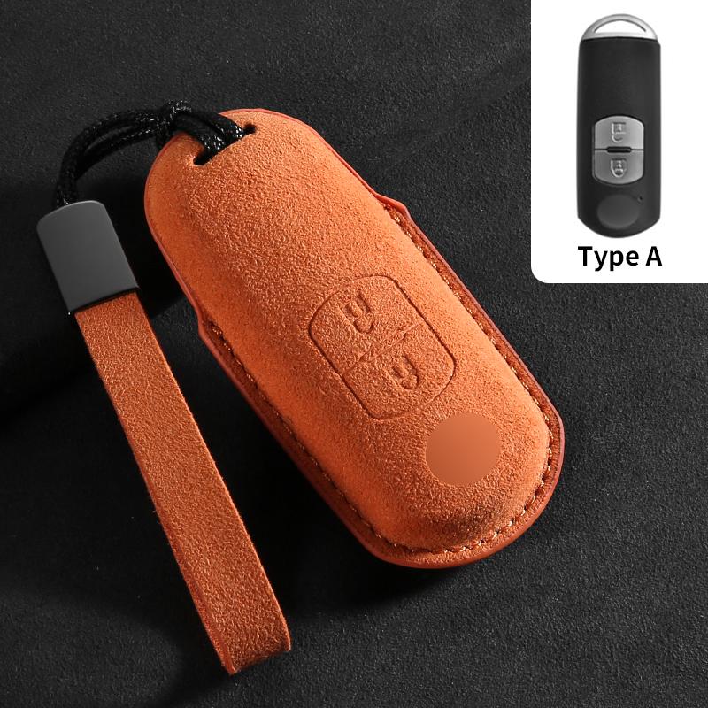 Interior Mouldings 2/3 Buttons Suede Car Remote Key Case Cover Shell For Mazda 2 3 6 Axela Atenza CX-5 CX5 CX-3 CX-7 CX8 CX-9 20
