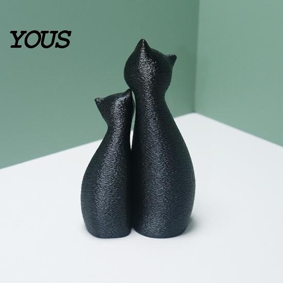 Unique Cat Home Decor Cute Black Statue, 3D Printed Figurine with Snuggle Pose, Cuddling Statue Minimalist Desk Shelf for Office, Gift Lovers Art