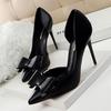 Fashion Women's Fashionable Delicate Sweet Bow High Heels Stiletto High Heel Shallow Mouth Pointed Single Women's Shoes Zapatos De Mujer