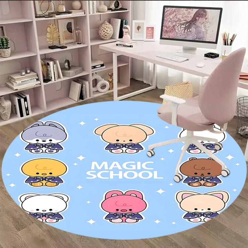 1pc Kpop Team2 Print Round Carpet Chair Round Carpet Suitable for Bedroom Living Room Home Decorative Carpet
