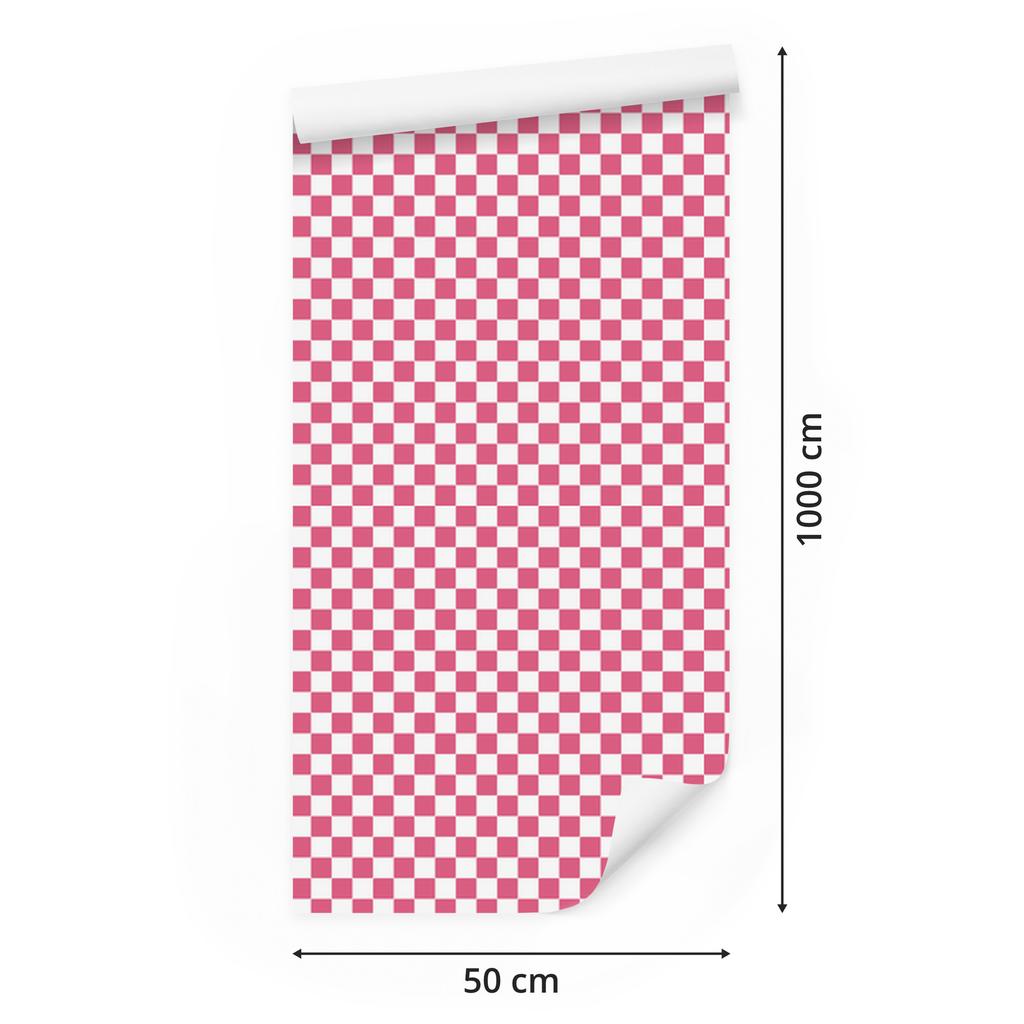 Checkerboard Wallpaper, Powder Pink and White, Clear Detail, 50x1000