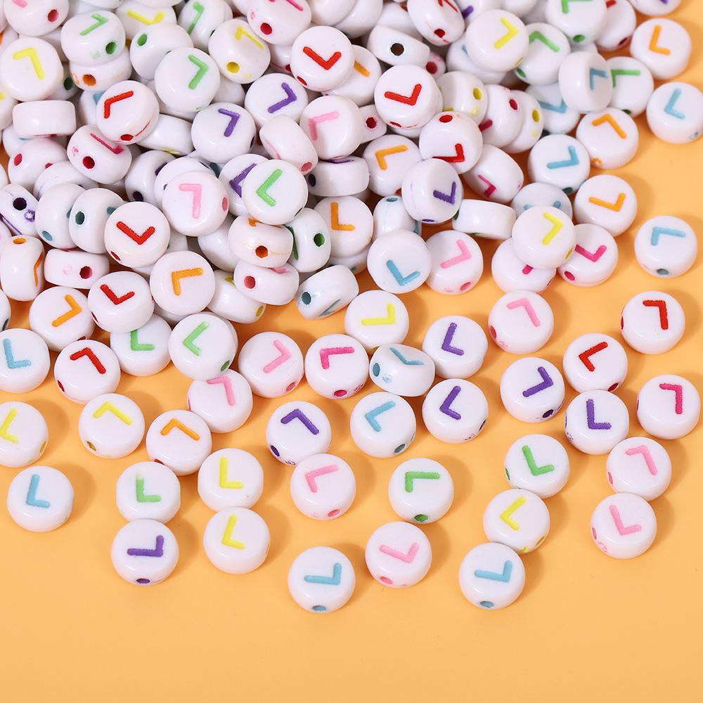 Alphabet Beads: Colorful A-Z Single Letter Round Beads for DIY Jewelry – Flat, White Background, Straight Hole for Stringing Phone Chains & More