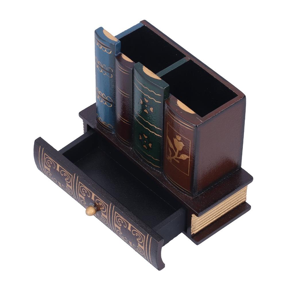 MDF Desktop Stationery Organizer 5.91 X 5.31 X 2.56in Pen Storage Cup MDF Desk Caddy  Study Room