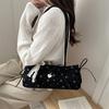Spring and Summer Fresh Print Women's New Commuter Bow Fashion Portable Baguette Shoulder Armpit Bag