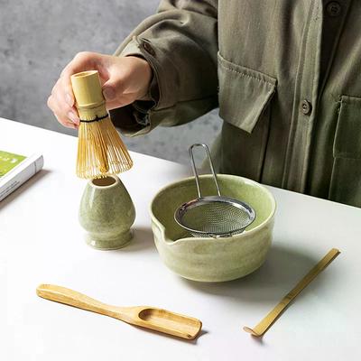 5/6Pcs Matcha Tea Set Bamboo Whisk Teaspoon Sieve Matcha Ceramic Bowl Matcha Whisk Japanese For Tea Lovers Tea-Making Tools