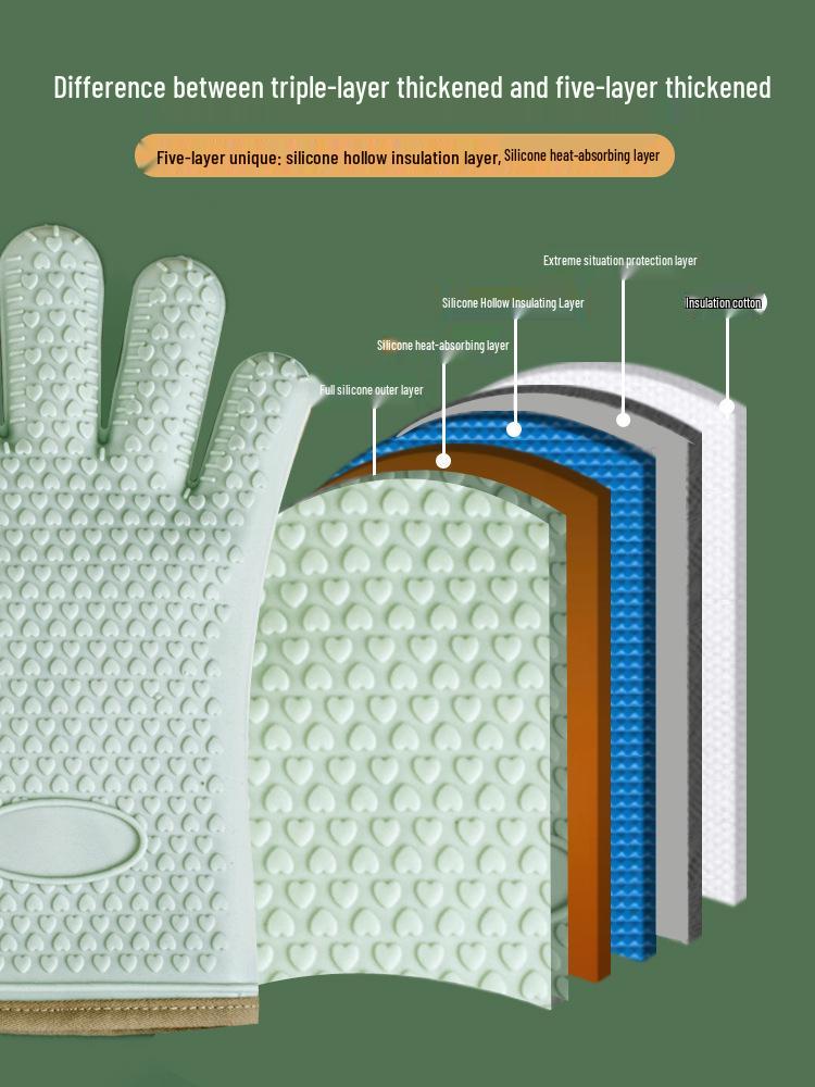 High-Temperature Resistant Silicone Oven Gloves - Non-Slip, Anti-Scald for Baking and Steaming