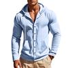 Cárdigan con capucha y cordón para hombre, cierre de botones al frente, manga larga, bolsillo, sudadera casual