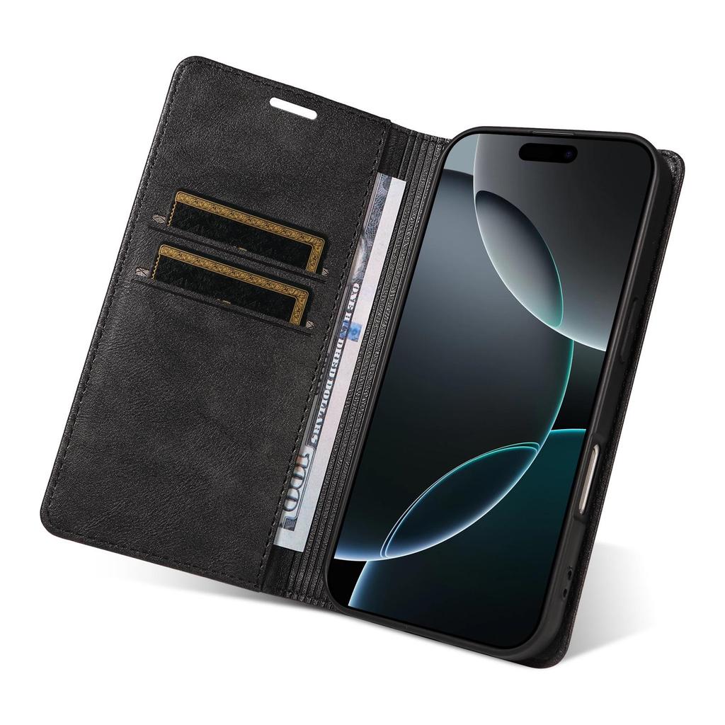 iPhone 18 Pro Max Cowhide Grain Magnetic Wallet Case - 18 Pro Business Protection