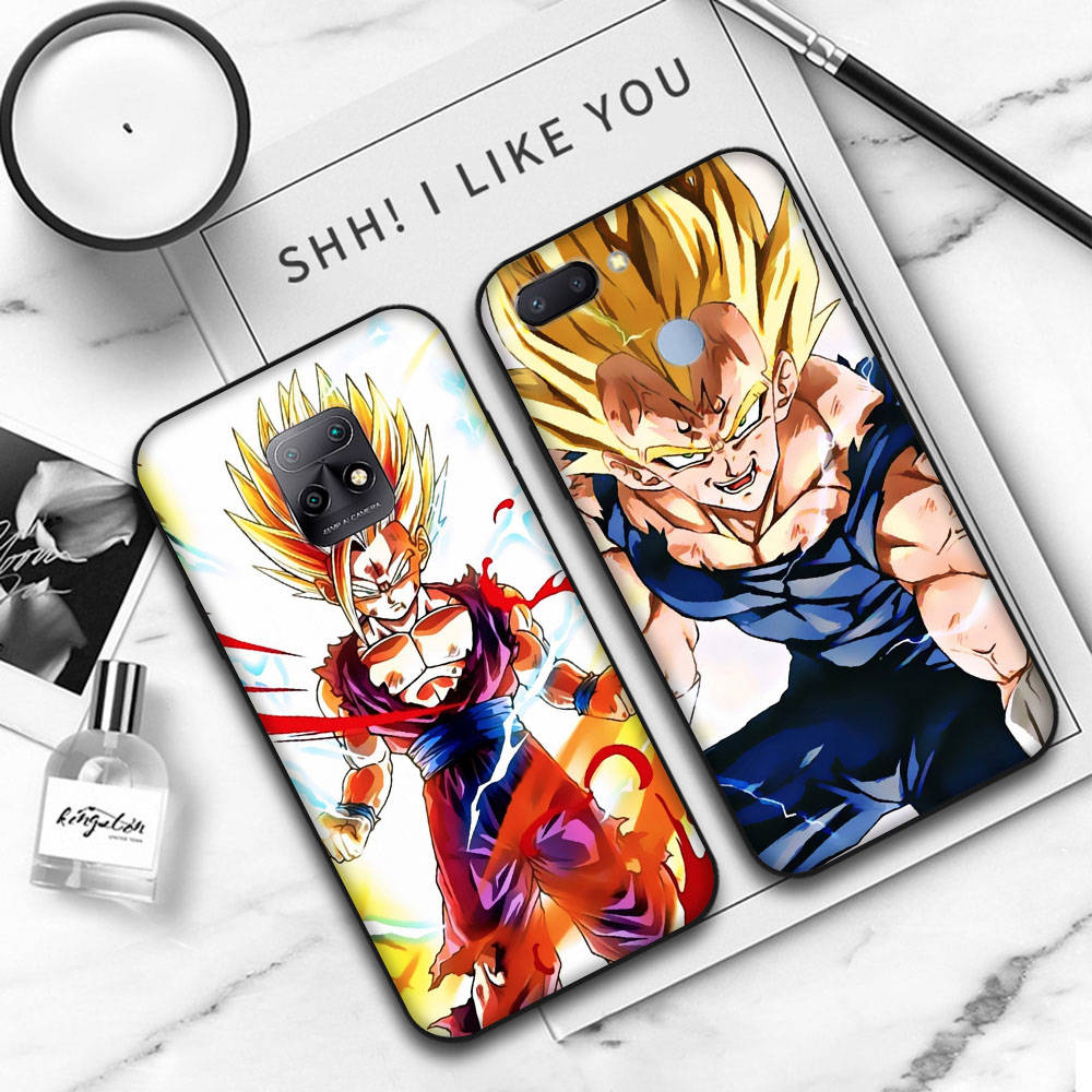 JW64 Dragon Ball Vegeta Black Soft Case für iPhone 16 15 Plus 14 13 Pro 8 SE XR XS Max P30 Nova 5T Y5P Y6 Y7 Y8P Y9 Realme C30 C33 C31 VIVO Y36 V27