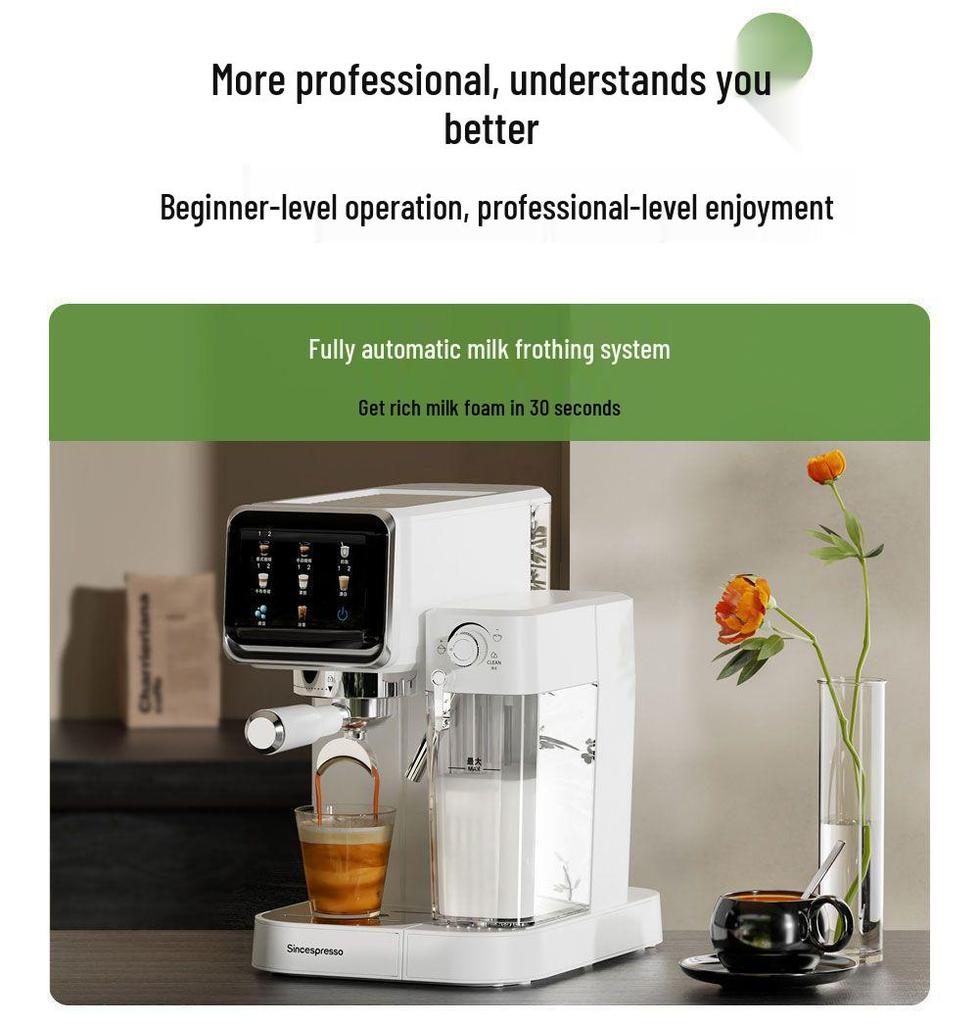 Dual Temperature Smart Coffee Machine with One-Button Operation and Automatic Milk Frother