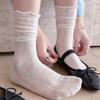 Ballet-style Double-layer Wooden Ear Cuff Children's Summer Lightweight Mesh Breathable Solid-color Pile-up Socks