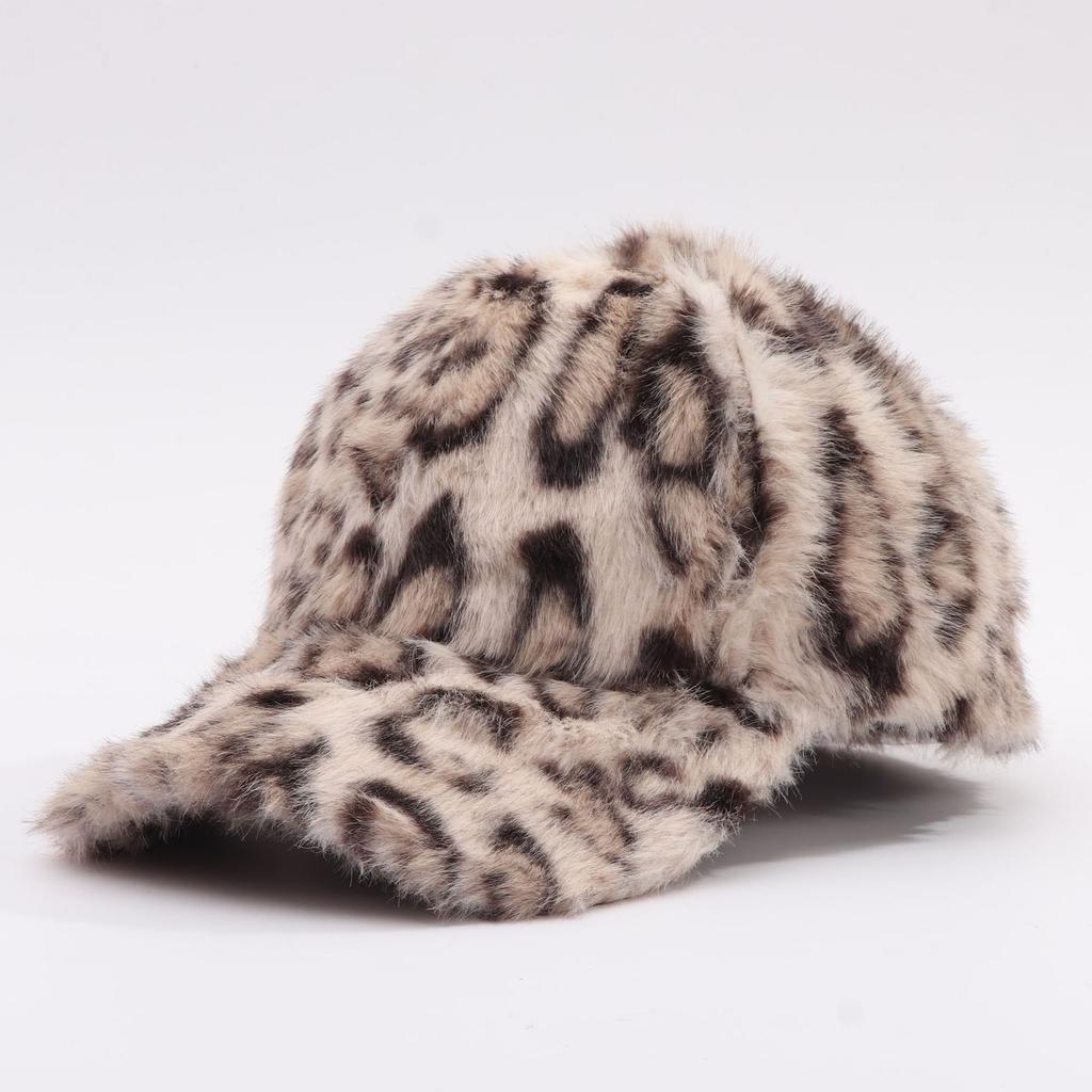 Winter nieuwe verdikte pluche honkbalpet Europese en Amerikaanse mode luipaardprint warme pet