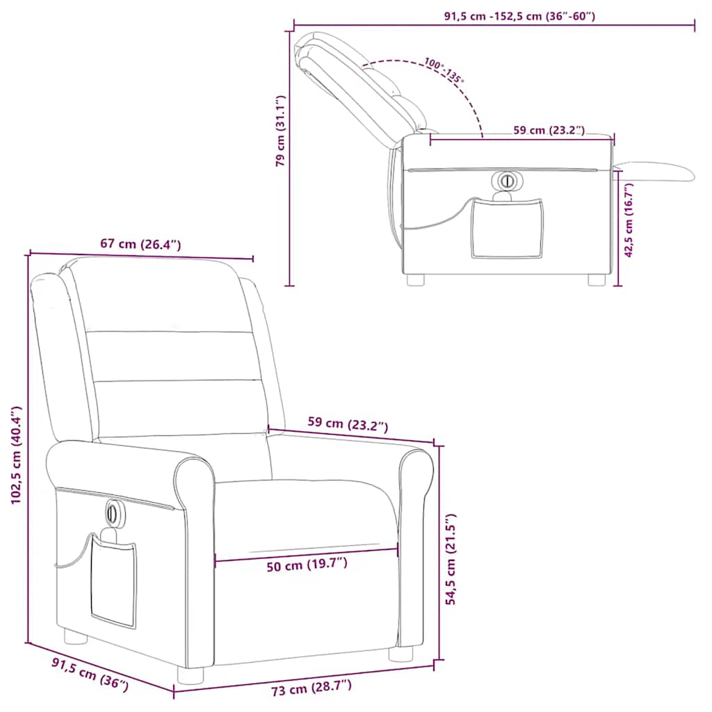 Electric Massage Chair Burgundy Fabric