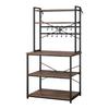 Kitchen Bakers Rack, 800 Mm Width Bakers Rack, Kitchen Stand with X-Shaped Support Bar, 12 S-Shaped Hooks, Double-Layer Top Shelf, Coffee Bar Stand