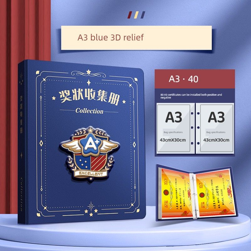 Honor for Boys and Girls A3 Album Storage Fantastic Primary School Student Folder Kids Album Collection Bag Storage Box Brochure Wall Mounted Display