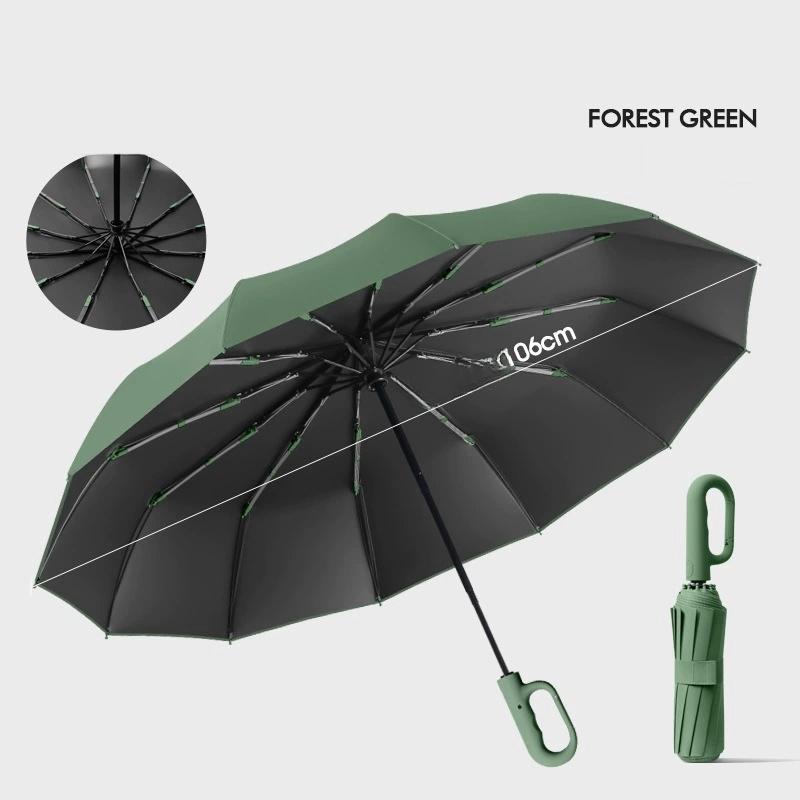 Extra Large 48 Bone Ring Buckle Umbrella Forward Fully Automatic Portable Wind-Resistant Male And Female Folding Rain Vinyl Umbr