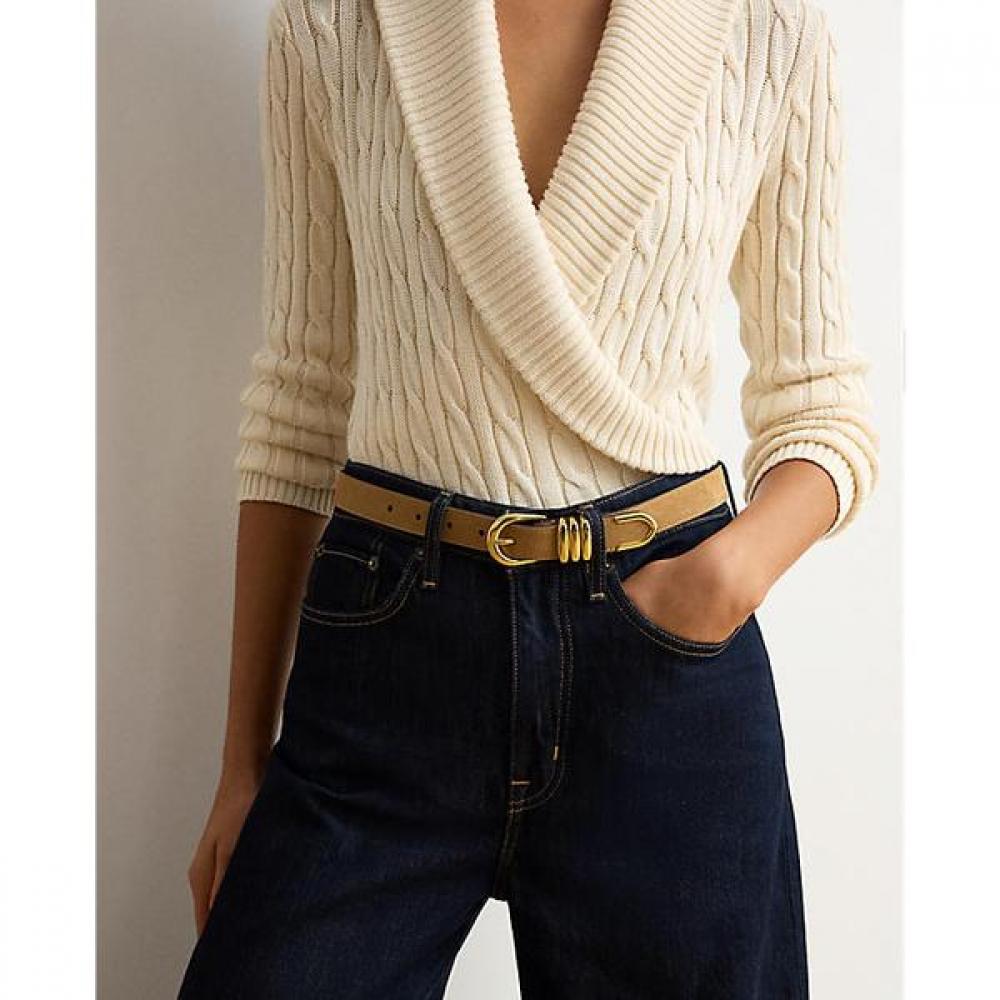 Lauren Ralph Lauren Metal Keeper Suede Skinny Belt Walrblt0f320347260