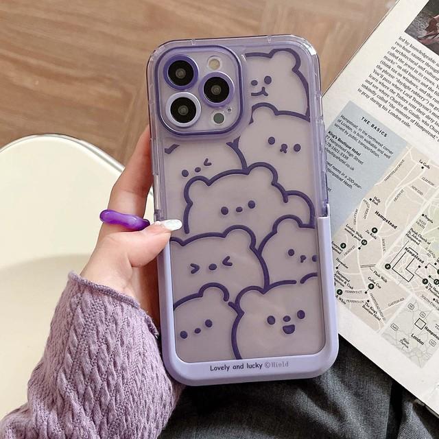 

Чехол-держатель для телефона с милым медведем Lucky Lucky Cartoon для Iphone 13 12 Promax 11 14 Pro Max Plus, милая задняя крышка, капа For iphone 14promax