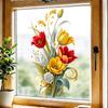 Elegant Tulip Floral Static Cling Window Sticker Removable Reusable Living Room Bedroom Study Room Home Decor Art
