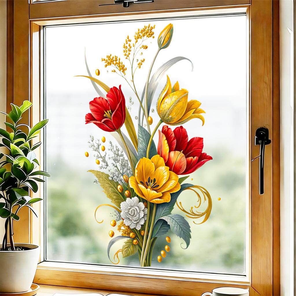 Tulip Flower Static Window Stickers for The Living Room, Bedroom and Study Yesterday