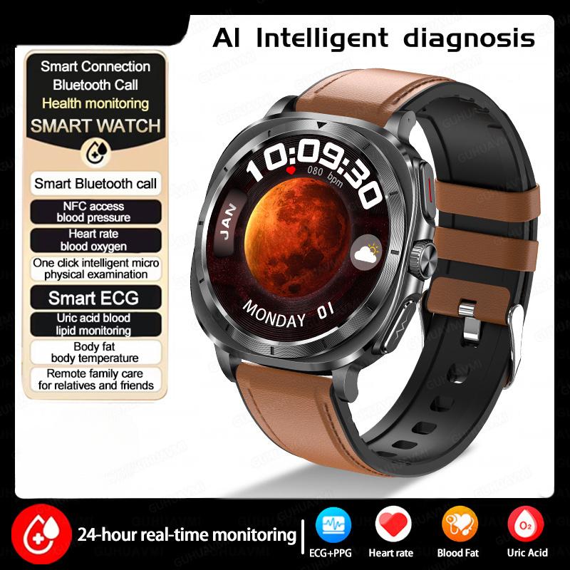2025 New Watch 7 Uric Acid Blood Pressure Blood Oxygen Body Analysis Smart Watch ECG+PPG Clock Smartwatch Men