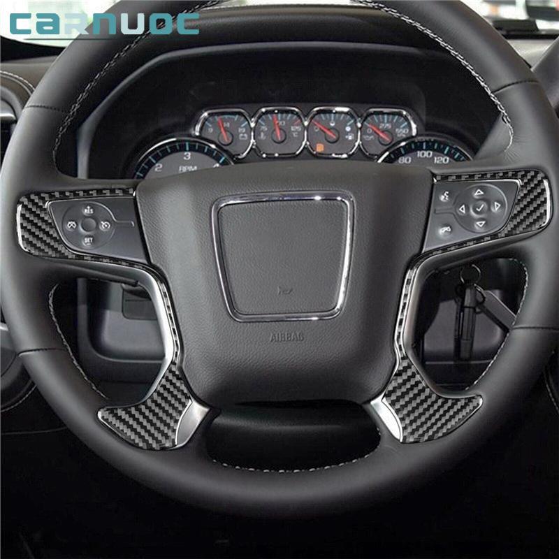 

Для Chevrolet Silverado 1500/GMC Sierra 1500 2014-2018 наклейки на руль из углеродного волокна, аксессуары для салона автомобиля Black set A
