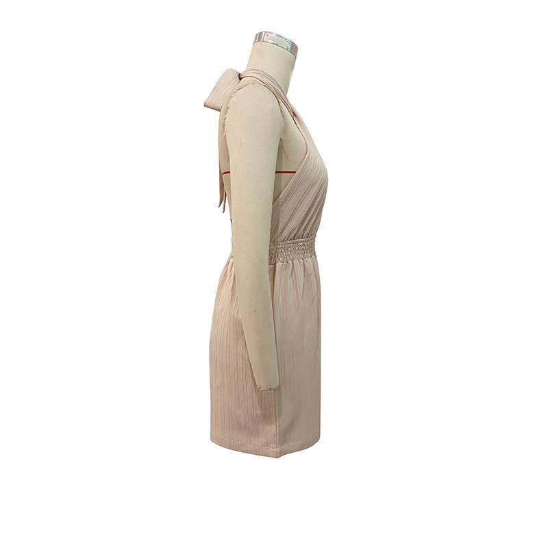 2026 Summer Elegant Cross Strap Halter Neck Backless Jumpsuit for Women