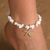 Elastic Starfish Pendant Ankle Pearl Beach Foot Chain Fashion Boho Beaded Anklets  Summer