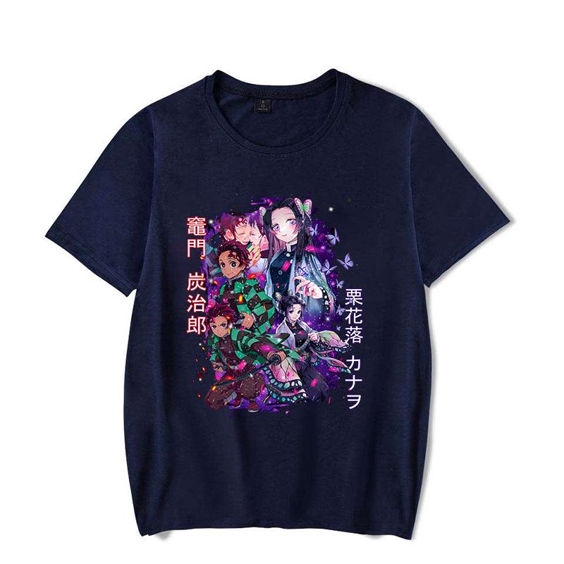 New Fashion Kamado Tanjirou Tsuyuri Kanao Print T-Shirt Casual Short Sleeve Anime Graphic Tee Shirt Unisex Loose Harajuku Shirts