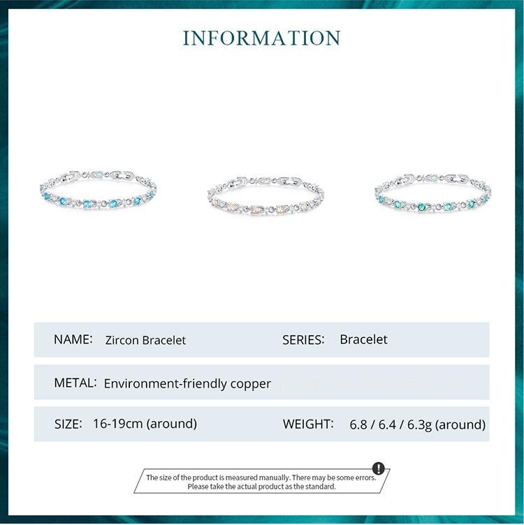 WOSTU Authentic Luxury Multi-color Zircon Bracelet Rose Gold Color Chain Link Bracelet for Women Birthday Crystal Jewelry