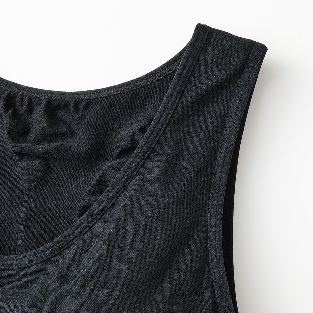 Gunze RIZAP Tank Top Burn More Calories While Partial Insert Size RZ3158 (with Pads) - Walking, Compression, Pads, Women's, Black, L,