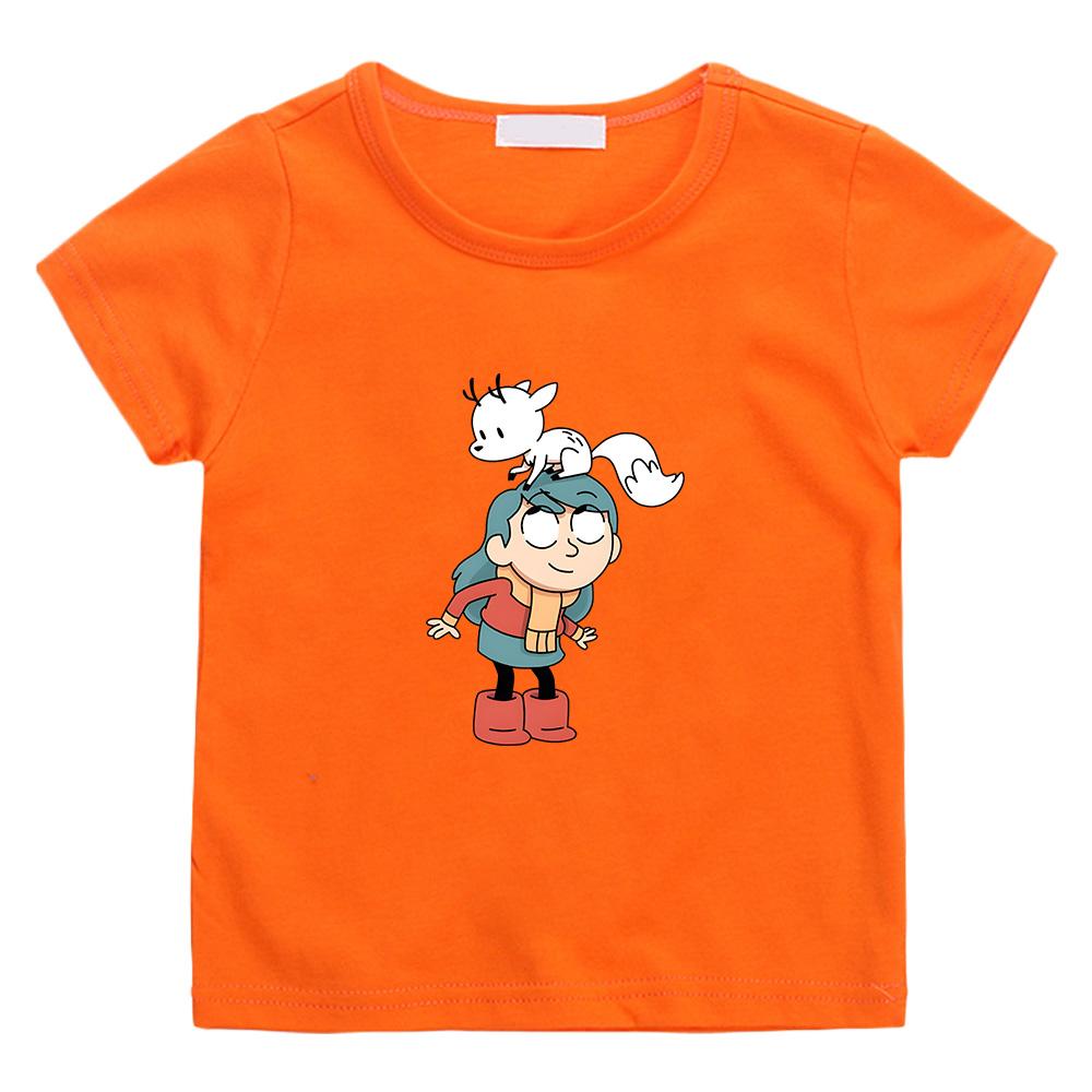 Hilda y Twig Juegan Juntos Camiseta con Estampado de Anime Niñas Lindas Niños Kawaii Tops para Niños Verano Tendencias Creativas Camisetas Ropa de Algodón