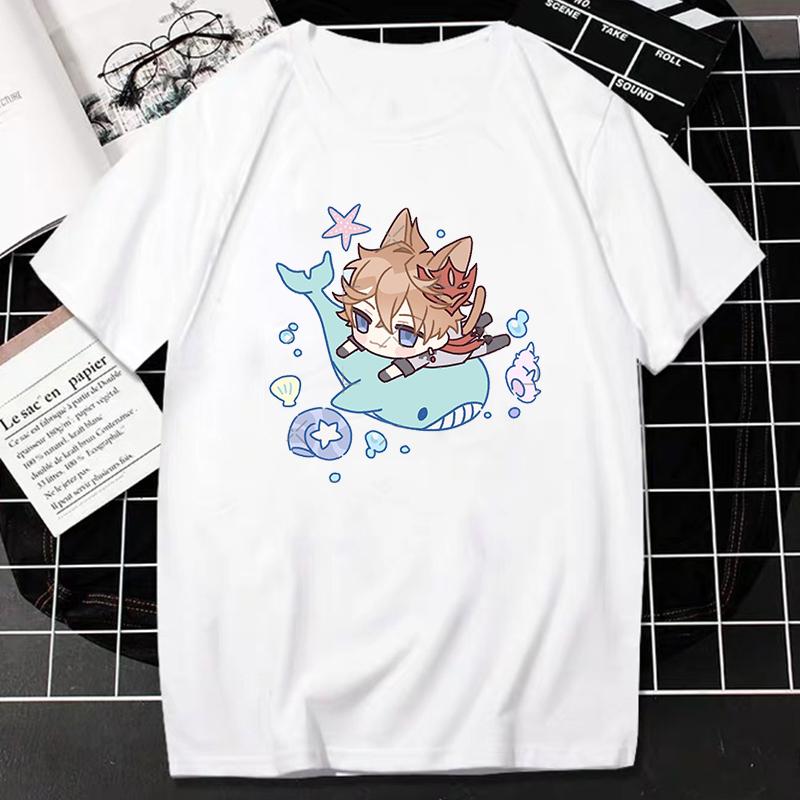 Tshirt Genshin Impact Game Tops Kawaii Impresso Grfica De Personagens Dos Jogos Clssicos Cartoon Harajuku T Streetwear Novo