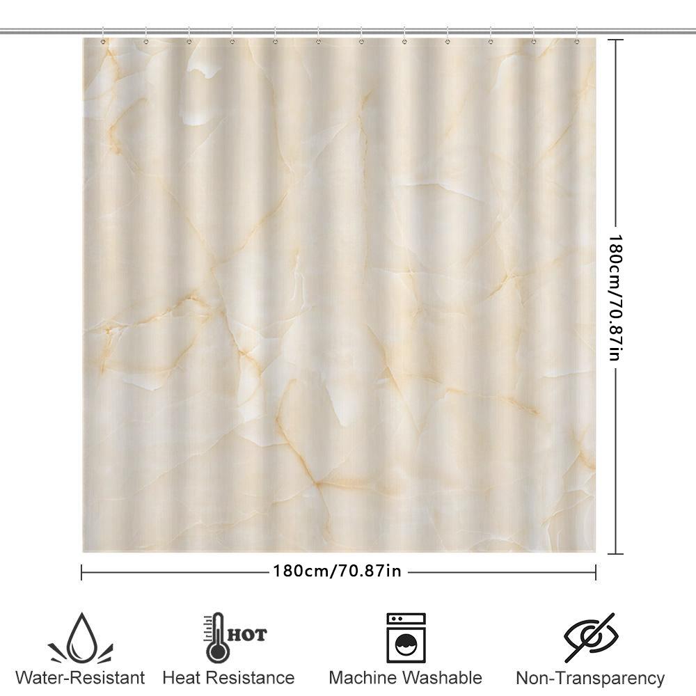 Elegant Bath Shower Curtain Made With Marble-Like Print For Bathroom Decor Waterproof Home Accessory In Beige Color (180X245Cm)