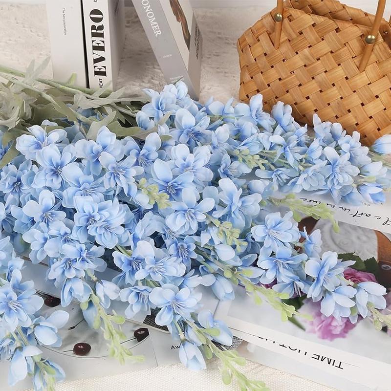 2Pcs Delphinium Artificial Flower 85cm Long Larkspur Stem Silk Flower Bouquet for Home Room Garden Outdoor Wedding Decoration